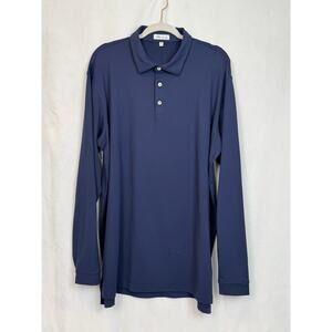 Peter Millar Long Sleeve Golf Polo Shirt Men's XL Navy Blue Stretch Performance